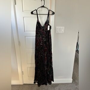 Hutch Black Maxi Dress with Red & Pink Floral Print